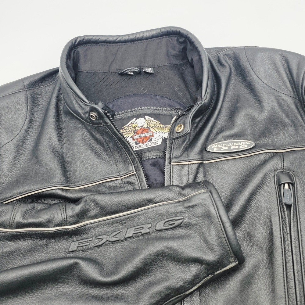 Harley-Davidson FXRG Men Black Leather Motorcycle Riding Jacket 2XL Ventilation